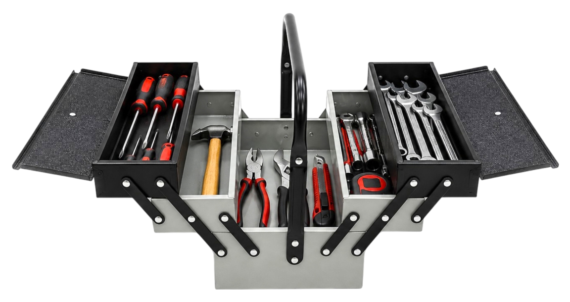 SINGLE TOOL BOX WITH FIVE COMPARTMENTS